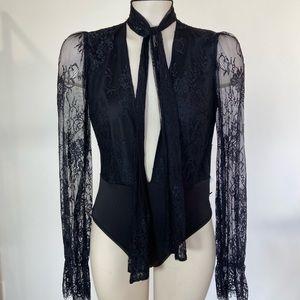 Nasty Gal Black Lacey Body Suit